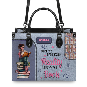 Black Interior -  When I Have Had Enough Reality I Just Open A Book NQAY1702004A Leather Bag