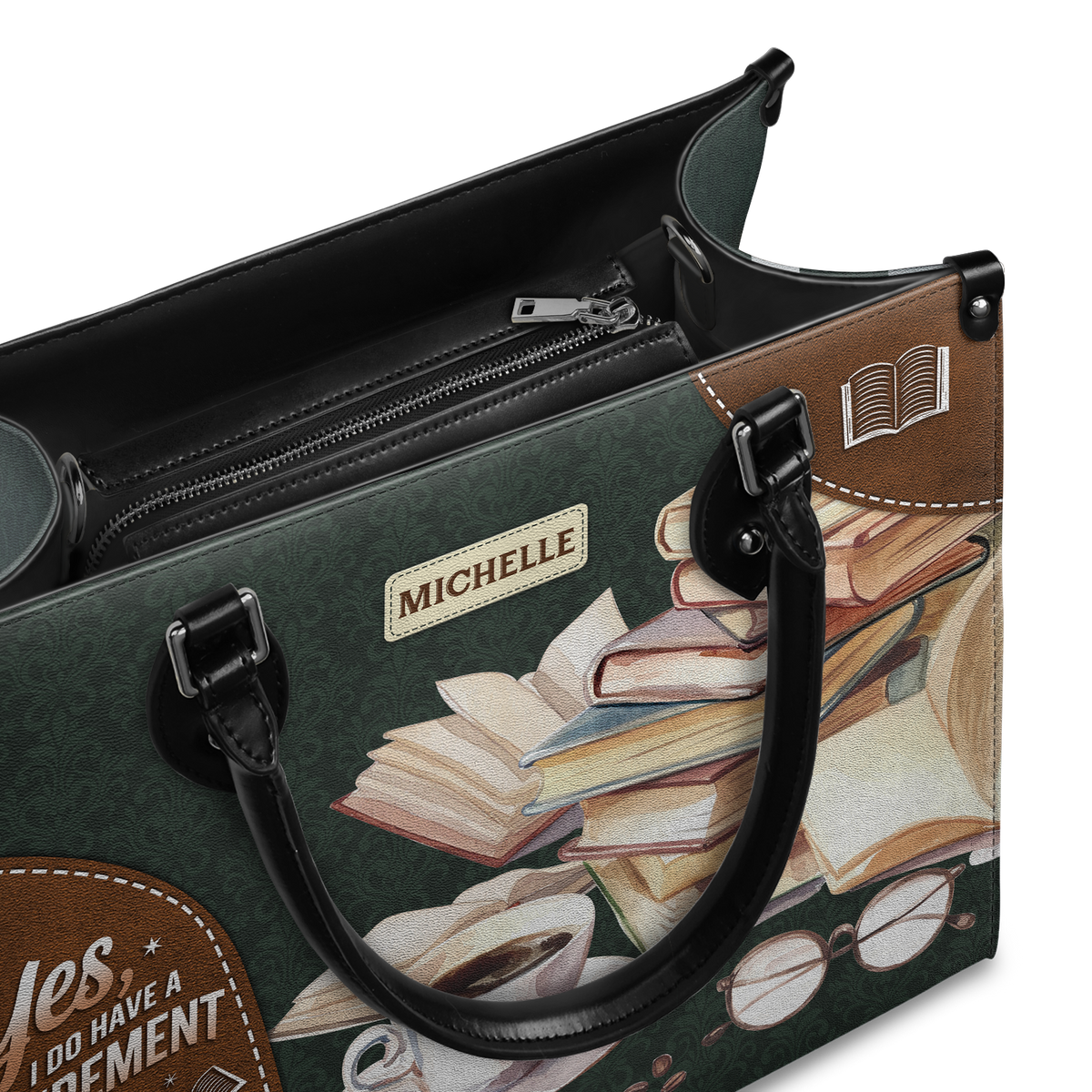 Black Interior -  Yes I Do Have A Retirement Plan I Plan On Reading HHRZ25109911ZQ Leather Bag