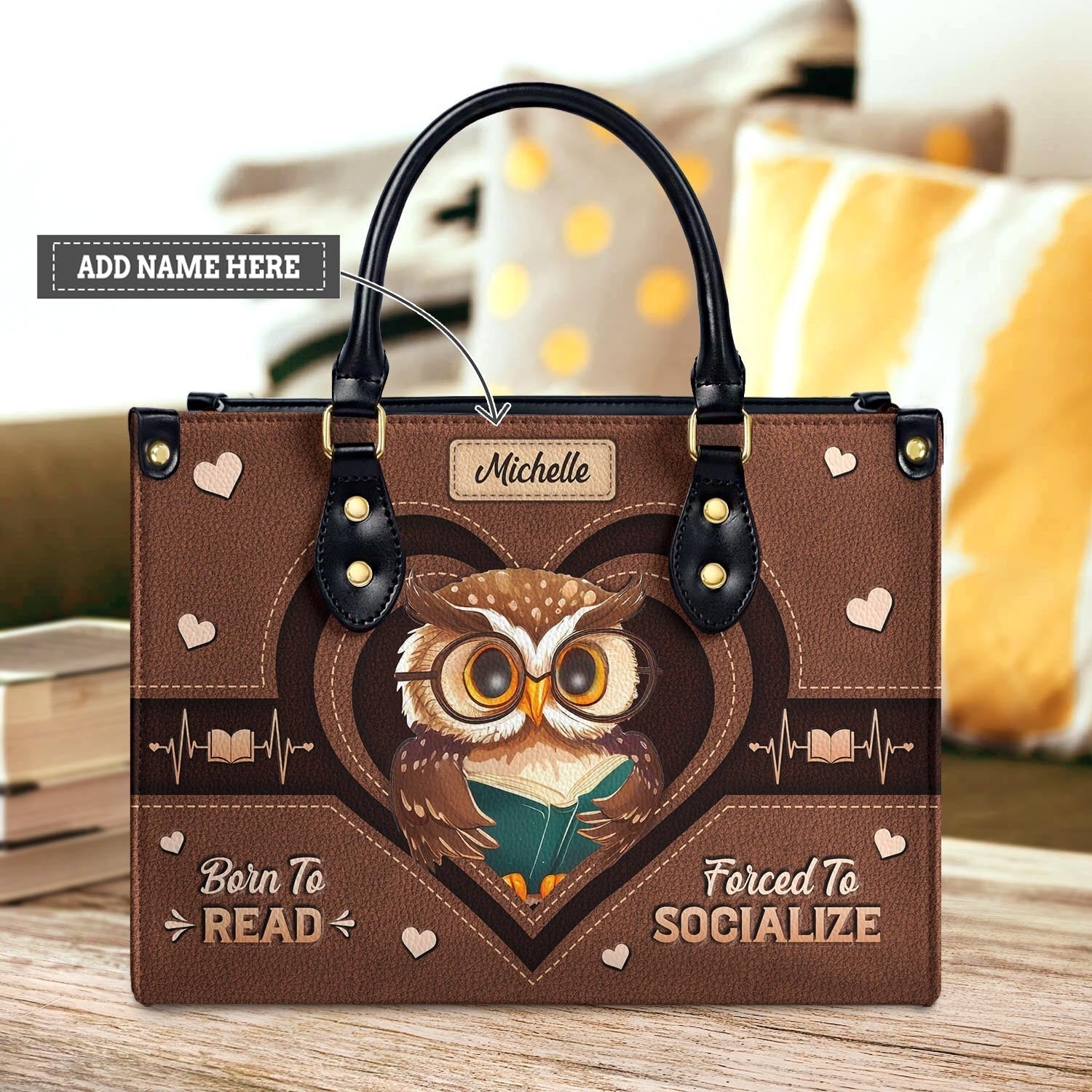 Born To Read Forced To Socialize DNRZ1702005A Leather Bag