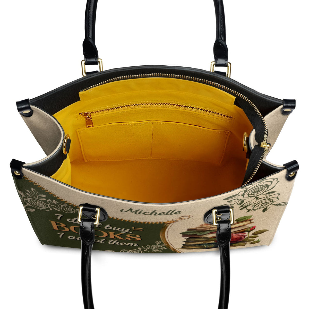 I Dont Buy Books I Adopt Them DNRZ1602004A Leather Bag