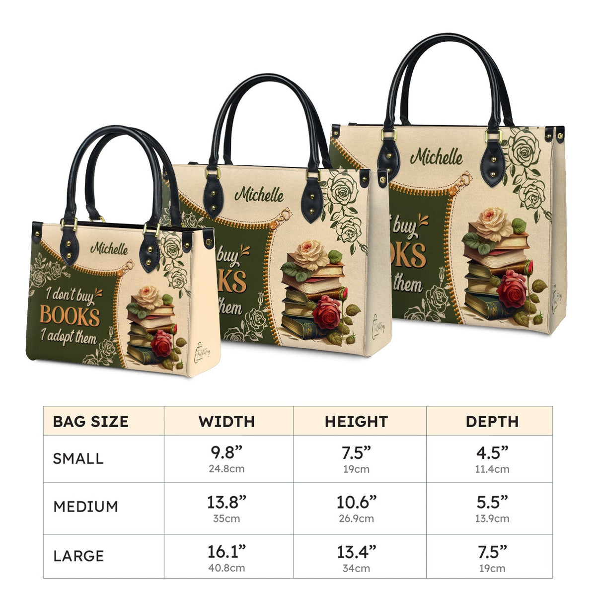 I Dont Buy Books I Adopt Them DNRZ1602004A Leather Bag