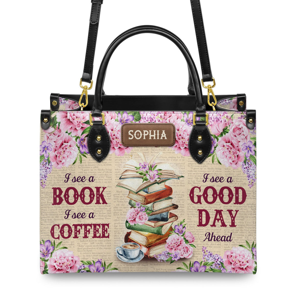 I See A Book I See A Coffee I See A Good Day Ahead NQRZ1802005A Leather Bag