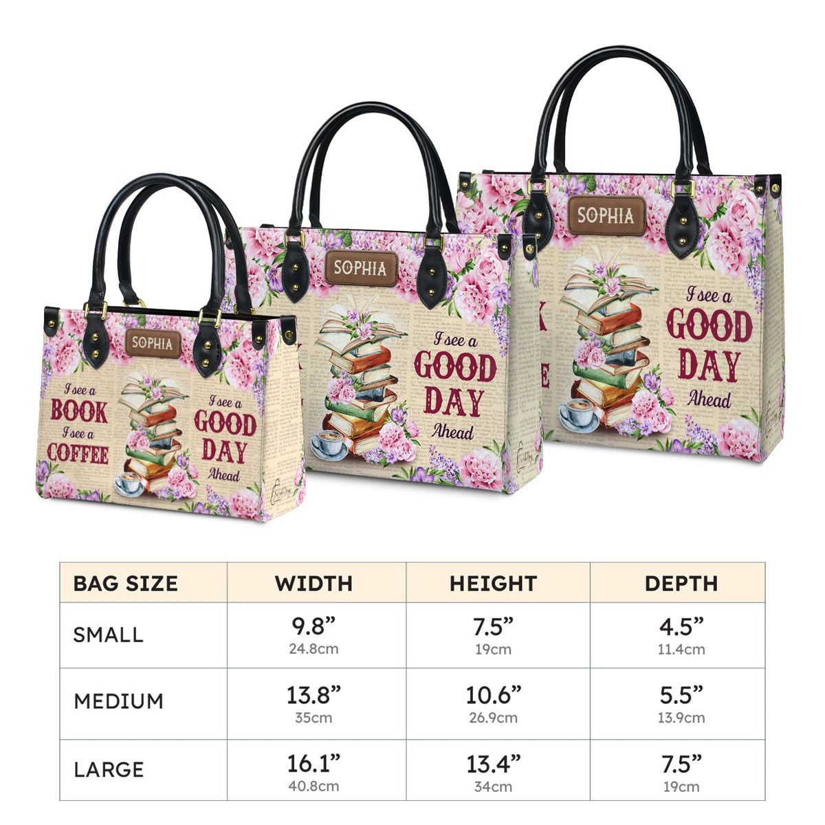 I See A Book I See A Coffee I See A Good Day Ahead NQRZ1802005A Leather Bag