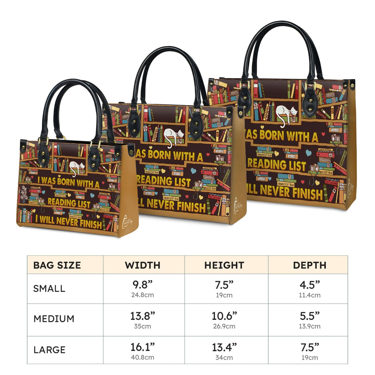 I Was Born With A Reading List I Will Never Finish HHRZ1902001A Leather Bag