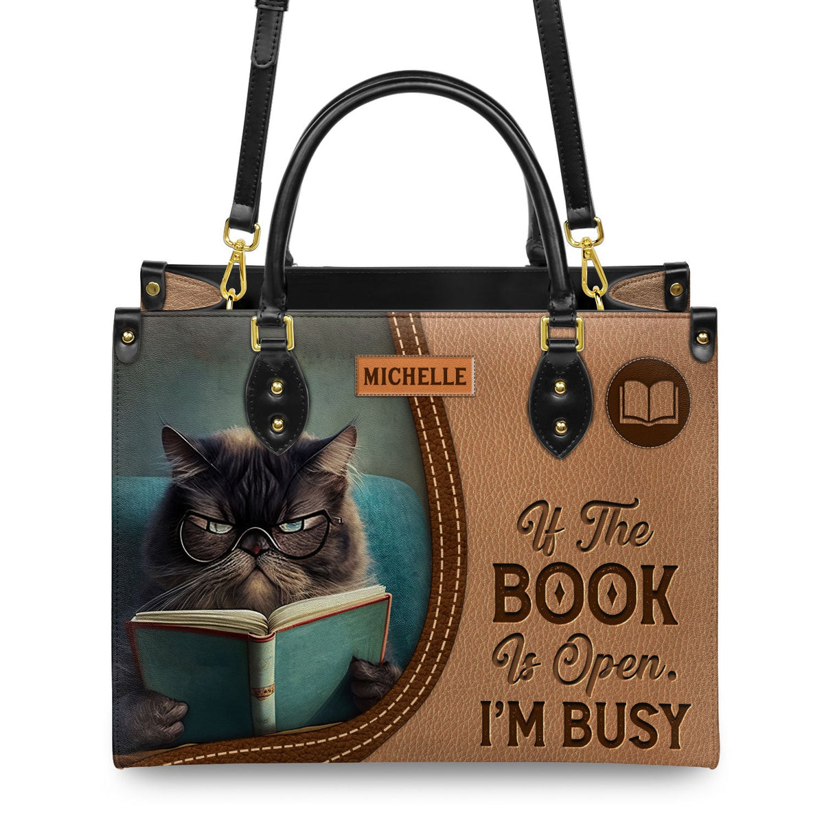 If The Book Is Open Im Busy HHAY1702001A Leather Bag
