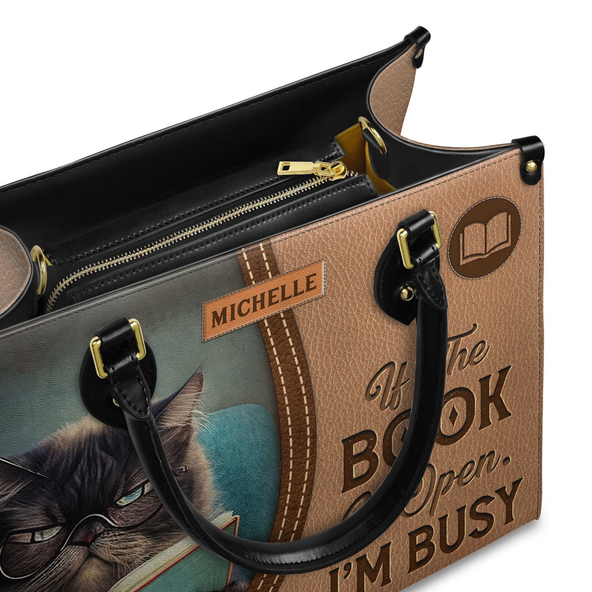If The Book Is Open Im Busy HHAY1702001A Leather Bag