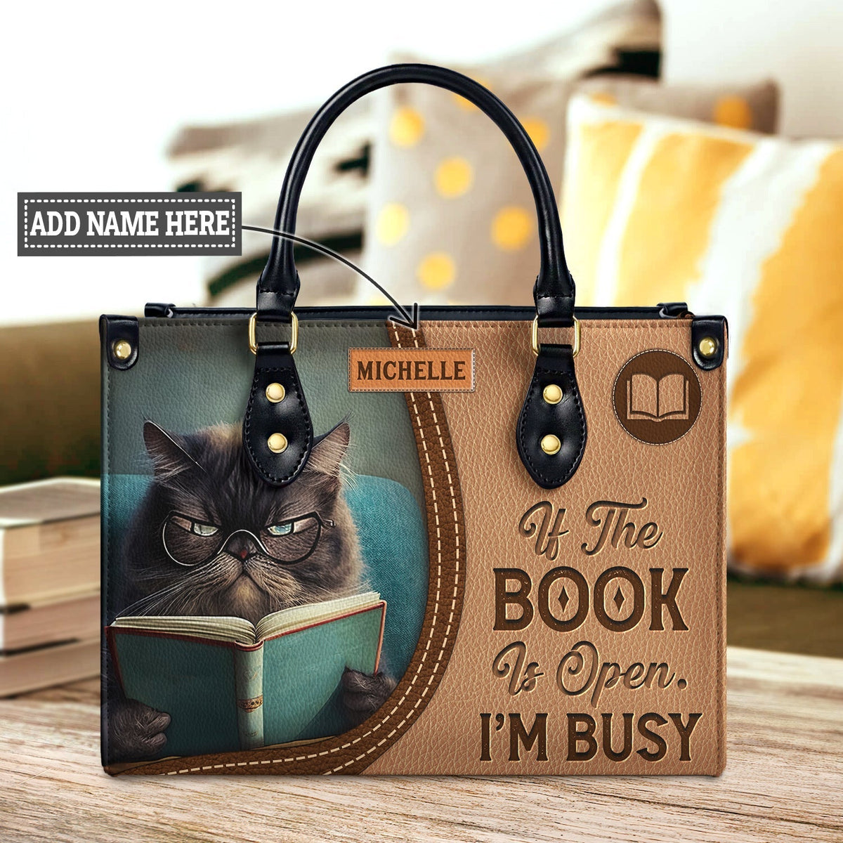 If The Book Is Open Im Busy HHAY1702001A Leather Bag
