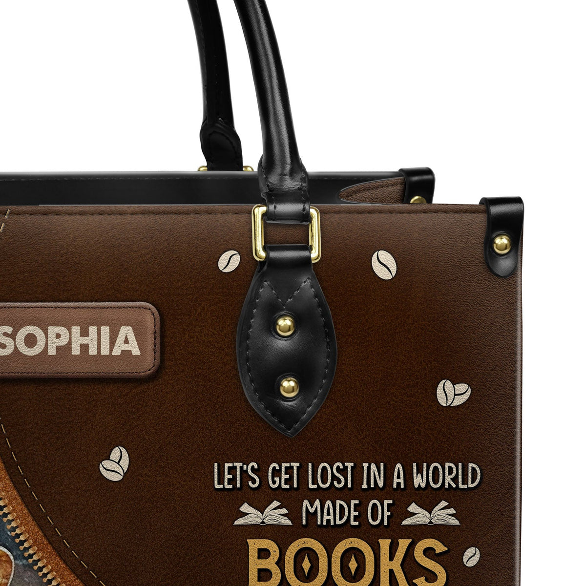 Lets Get Lost In A World Made Of Books Coffee And Rainy Days NQAY1702005A Leather Bag