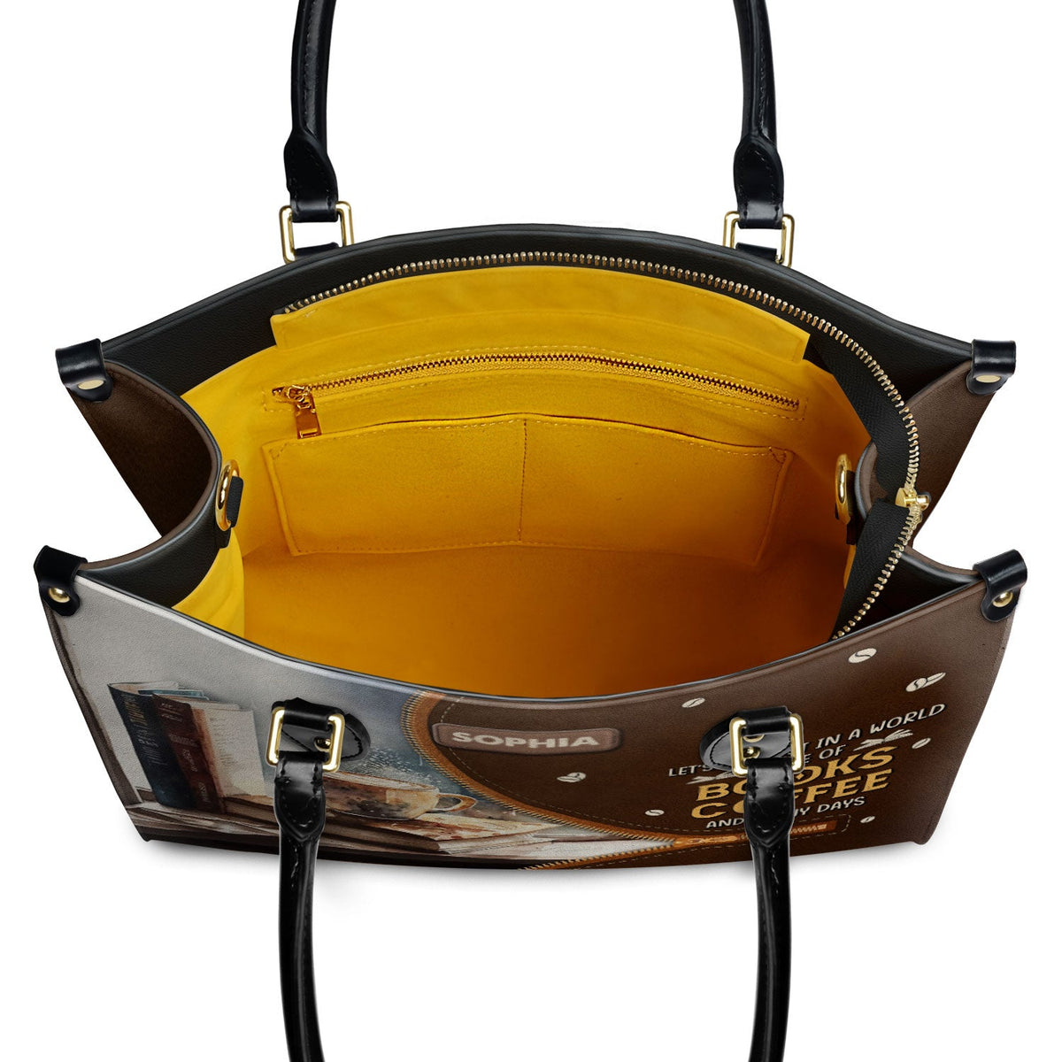 Lets Get Lost In A World Made Of Books Coffee And Rainy Days NQAY1702005A Leather Bag