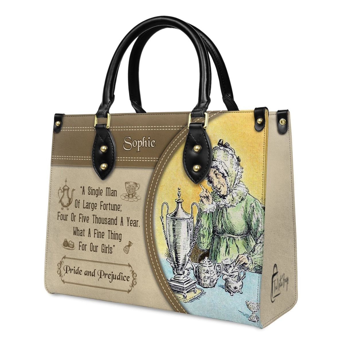 Pride And Prejudice A Single Man Of Large Fortune Four Or Five Thousand A Year What A Fine Thing For Our Girls NQAY1003001A Leather Bag