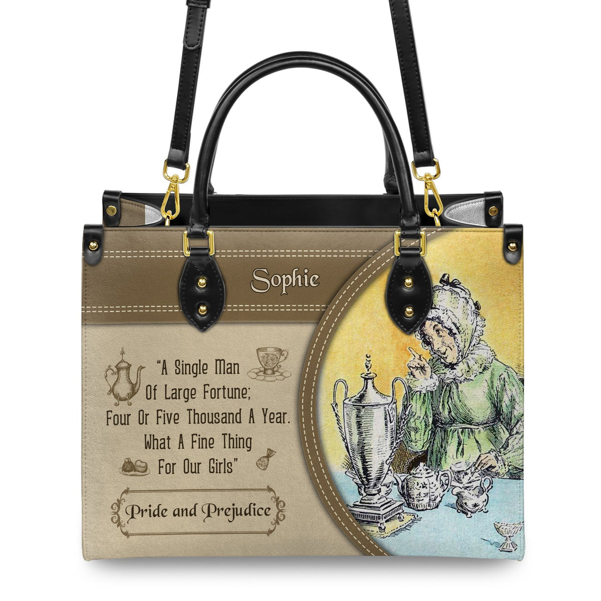 Pride And Prejudice A Single Man Of Large Fortune Four Or Five Thousand A Year What A Fine Thing For Our Girls NQAY1003001A Leather Bag