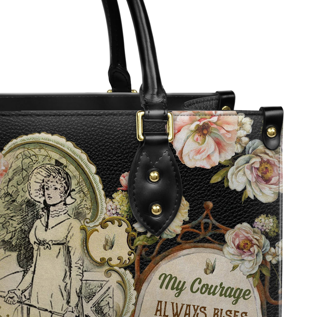 Pride And Prejudice My Courage Always Rises With Every Attempt To Intimidate Me NQAY0903005A Leather Bag