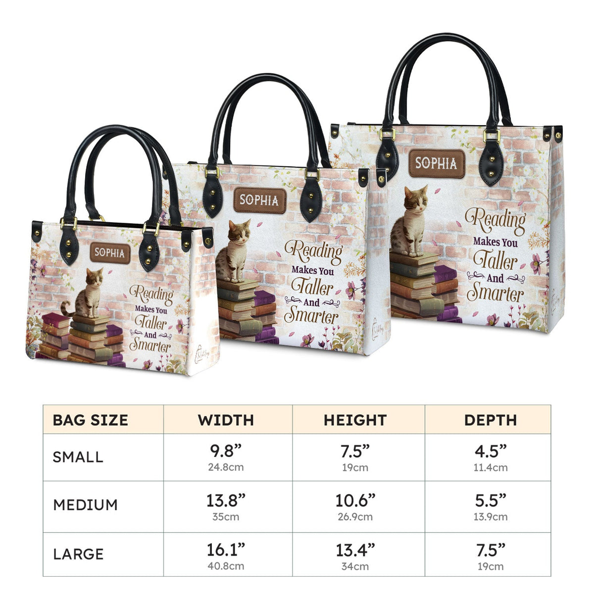 Reading Makes You Taller And Smarter NQAY1802002A Leather Bag