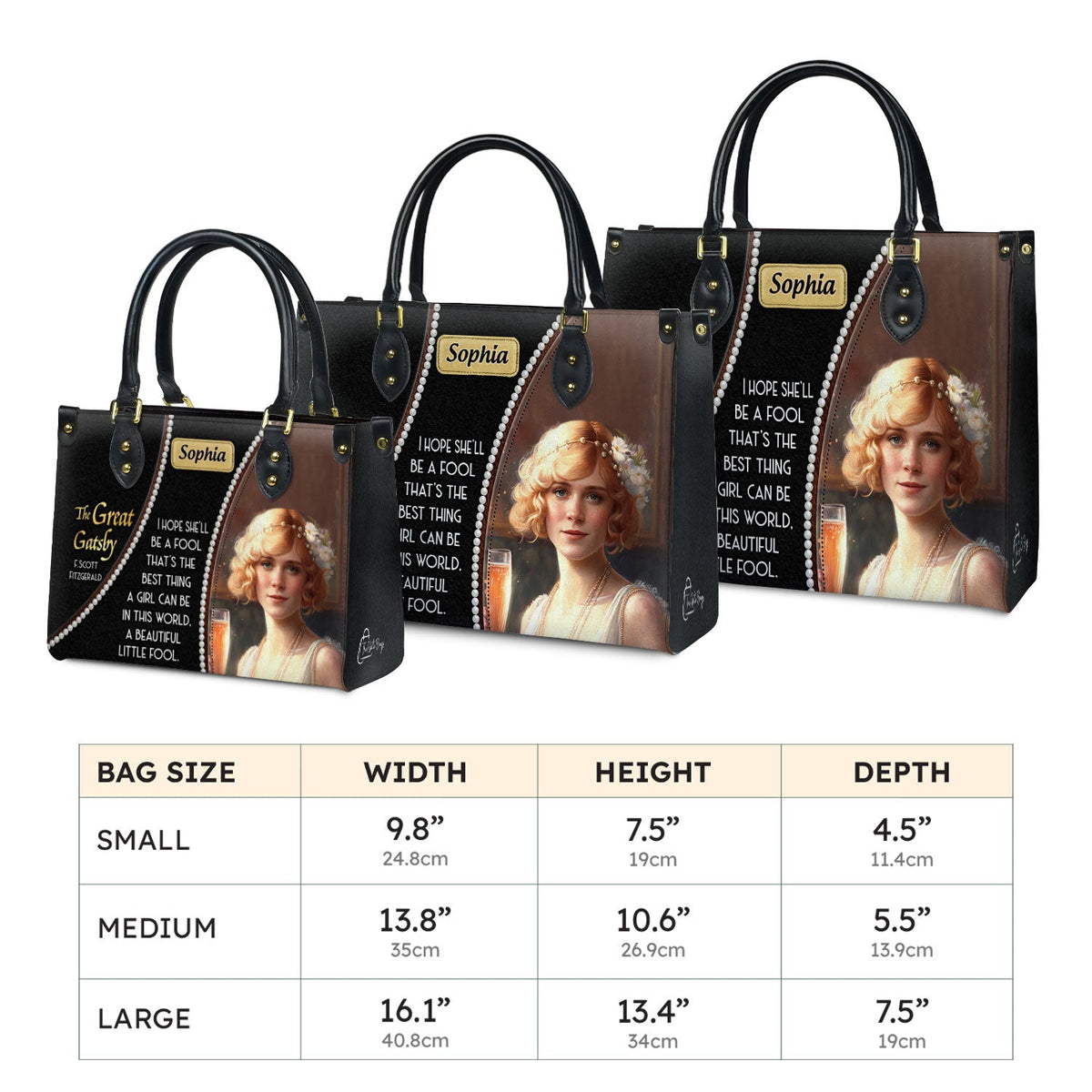 The Great Gatsby F Scott Fitzgerald Daisy A Beautiful Little Fool TTLZ2202001A Leather Bag