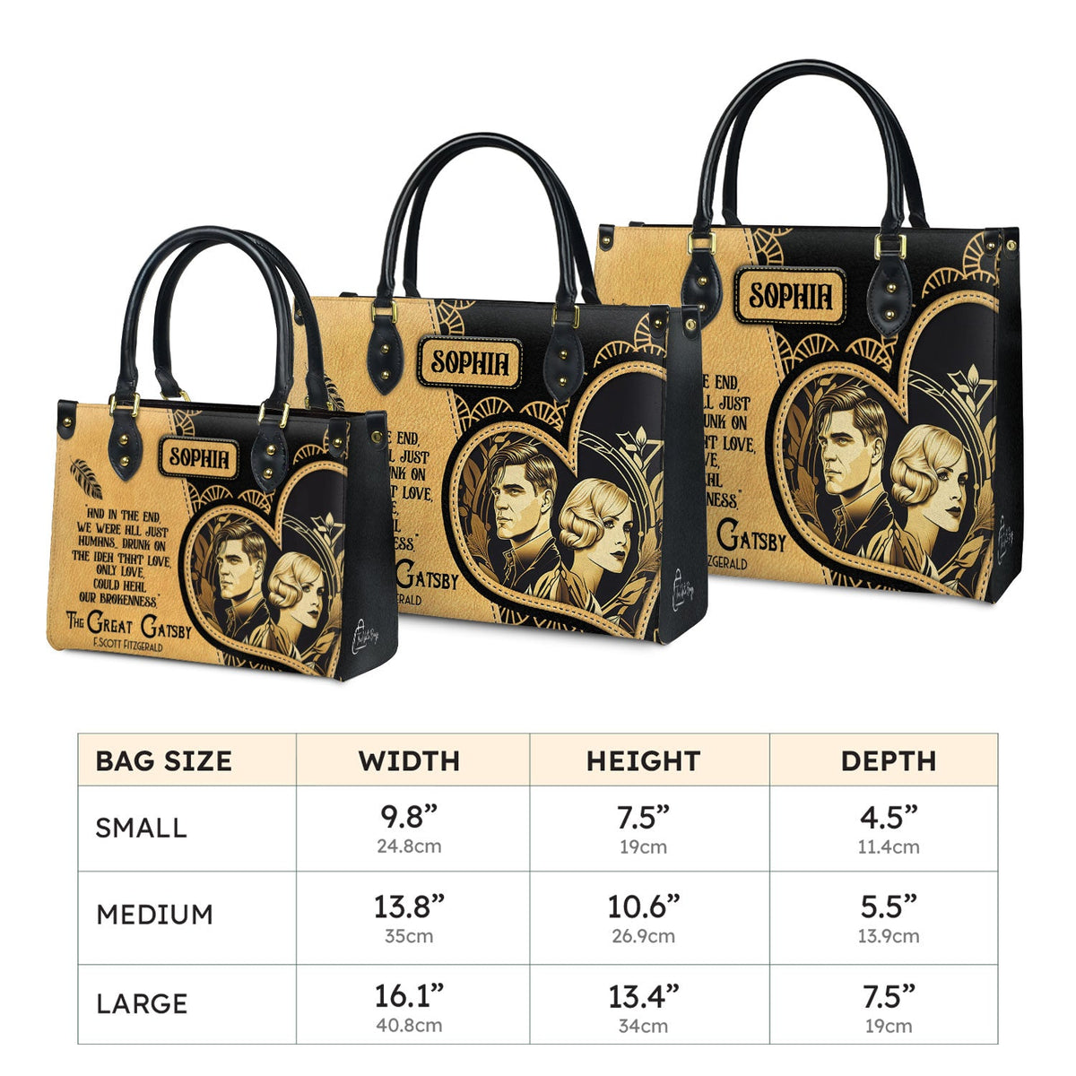 The Great Gatsby F Scott Fitzgerald Love Could Heal Our Brokenness TTLZ2202002A Leather Bag