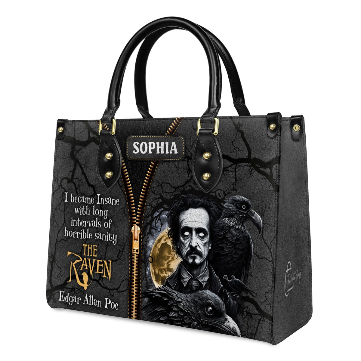 The Raven Edgar Allan Poe I Become Insane With Long Intervals Of Horrible Sanity TTLZ2102001A Leather Bag