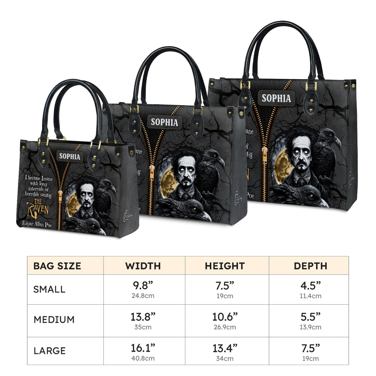 The Raven Edgar Allan Poe I Become Insane With Long Intervals Of Horrible Sanity TTLZ2102001A Leather Bag