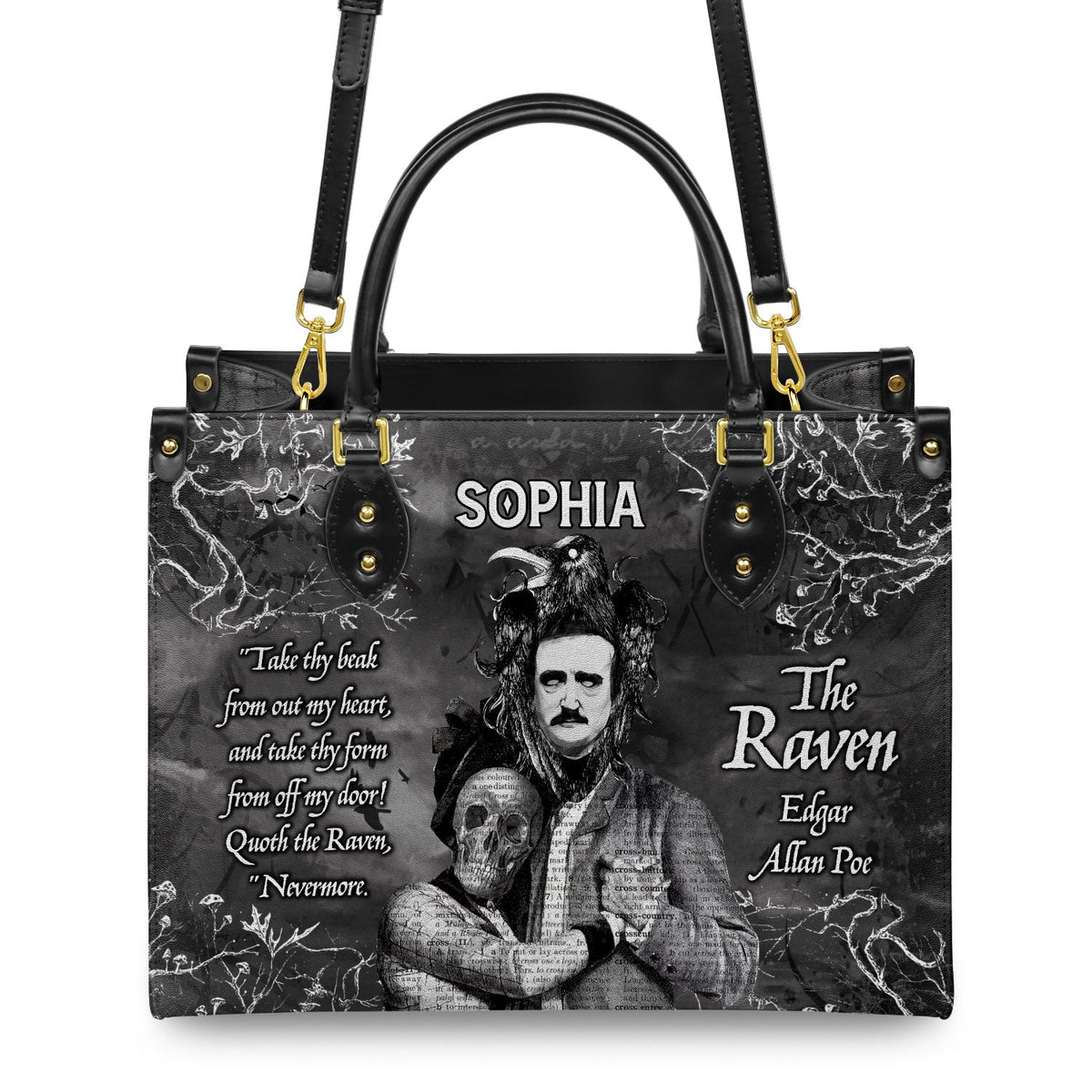 The Raven Edgar Allan Poe Take Thy Break From Out My Heart TTLZ2102003A Leather Bag