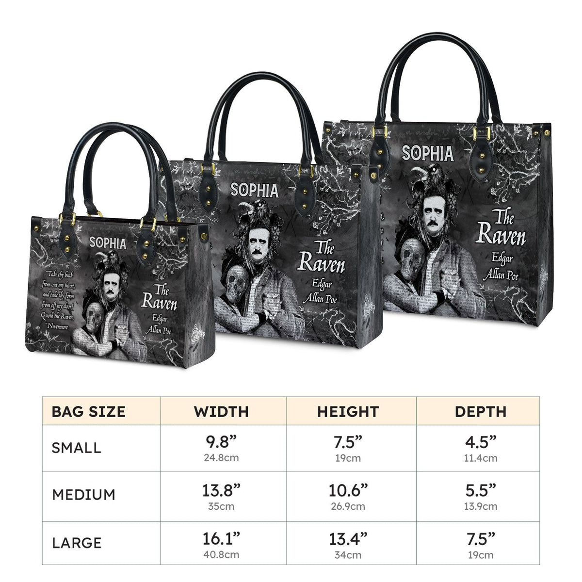 The Raven Edgar Allan Poe Take Thy Break From Out My Heart TTLZ2102003A Leather Bag