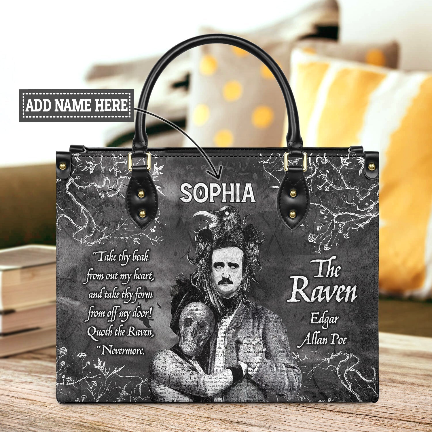 The Raven Edgar Allan Poe Take Thy Break From Out My Heart TTLZ2102003A Leather Bag