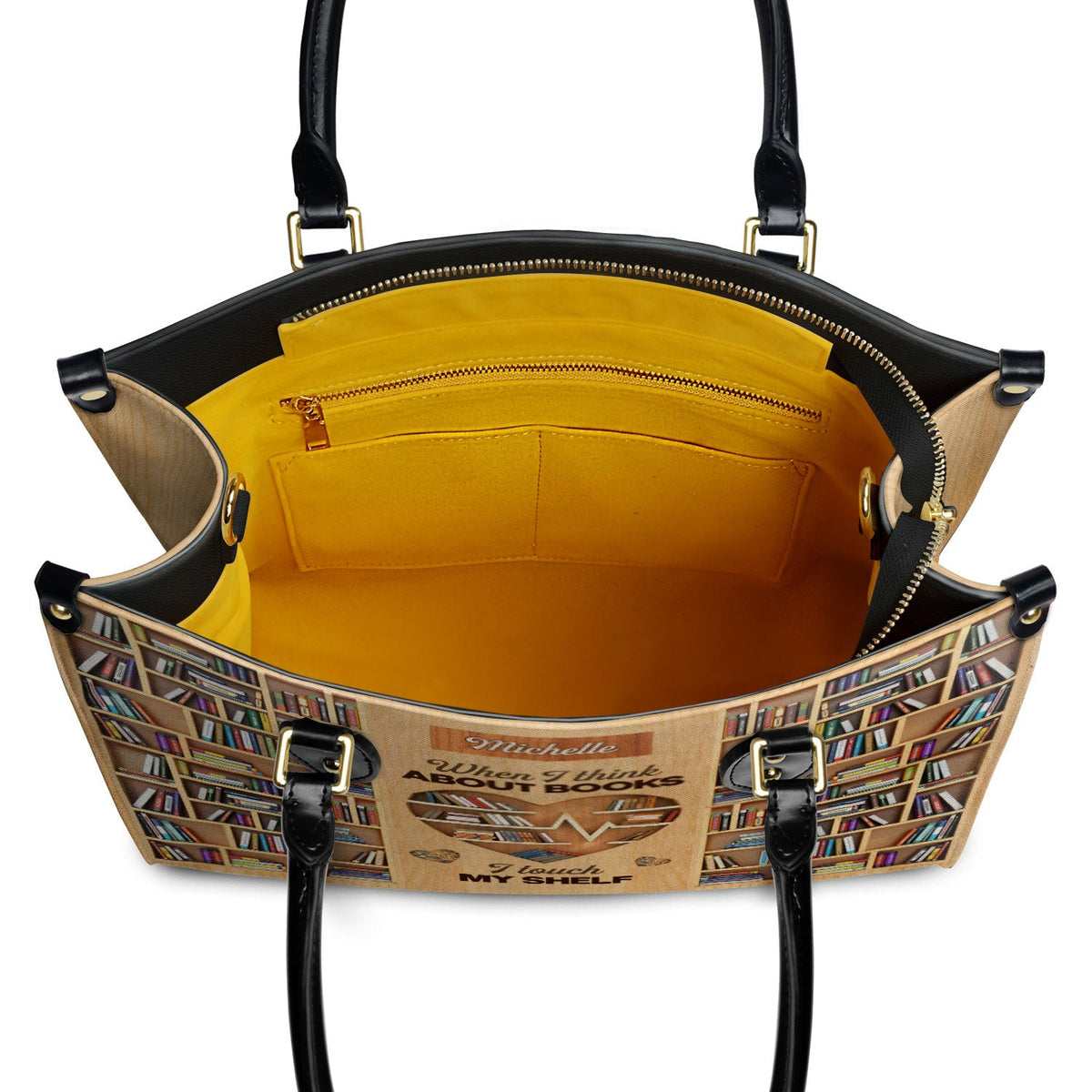 When I Think About Books I Touch My Shelf DNRZ1802001A Leather Bag