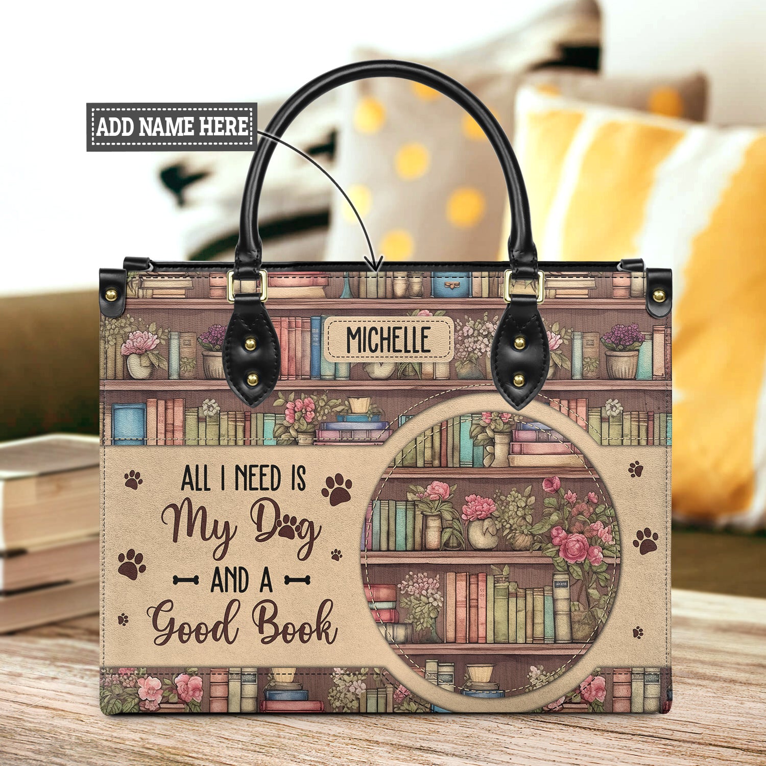 All I Need Is My Dog And A Good Book HHRZ03083656MD Leather Bag