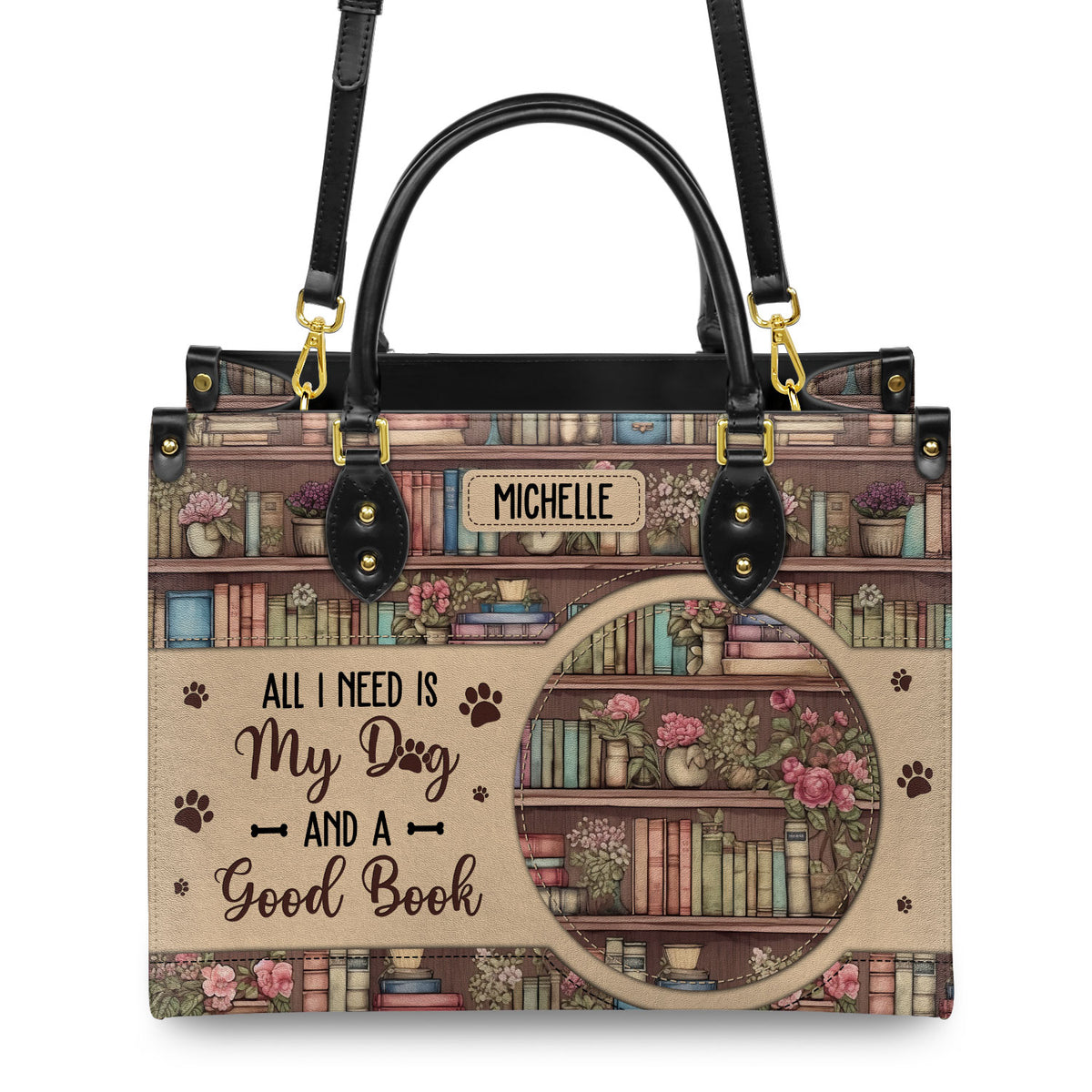 All I Need Is My Dog And A Good Book HHRZ03083656MD Leather Bag