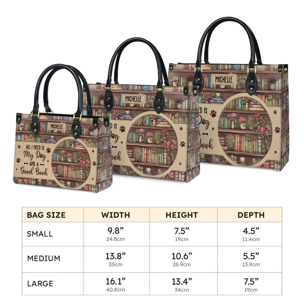 All I Need Is My Dog And A Good Book HHRZ03083656MD Leather Bag