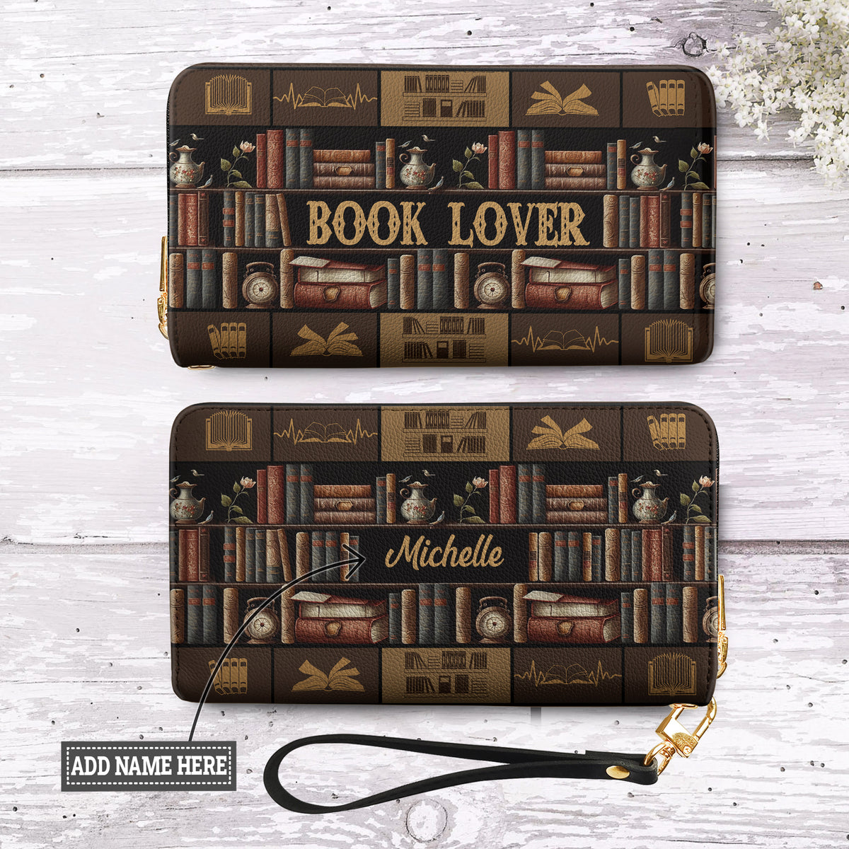 Book Lover DNRZ100723972 Zip Around Leather Wallet