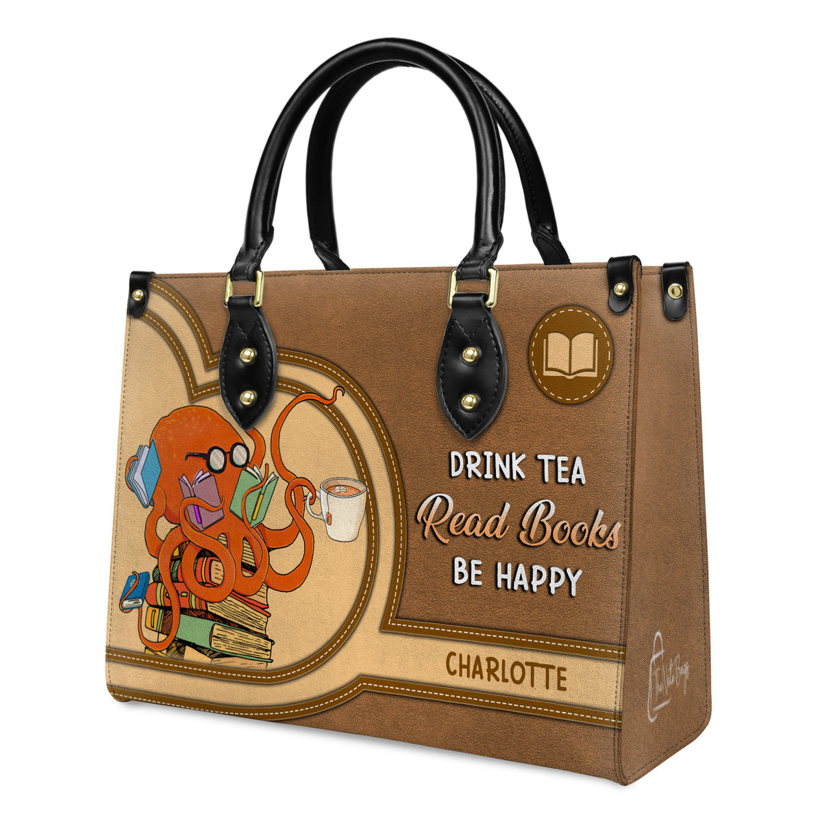 Drink Tea Read Books Be Happy HHRZ03084199CK Leather Bag