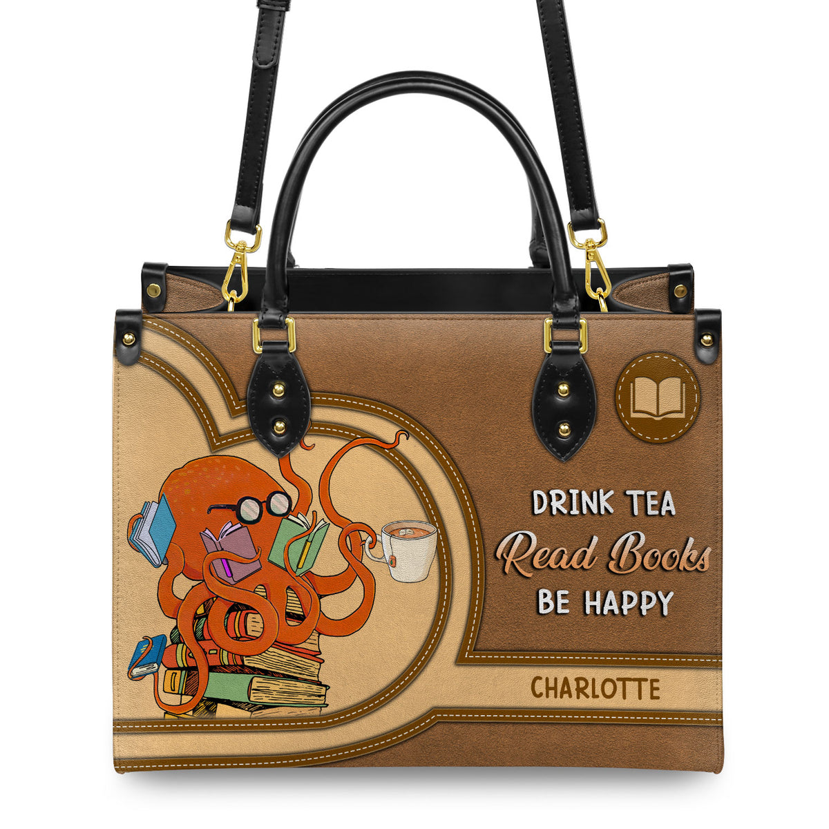 Drink Tea Read Books Be Happy HHRZ03084199CK Leather Bag