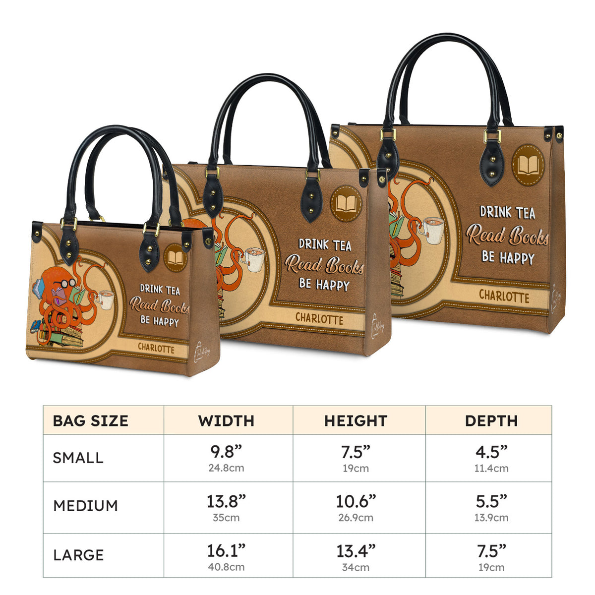 Drink Tea Read Books Be Happy HHRZ03084199CK Leather Bag