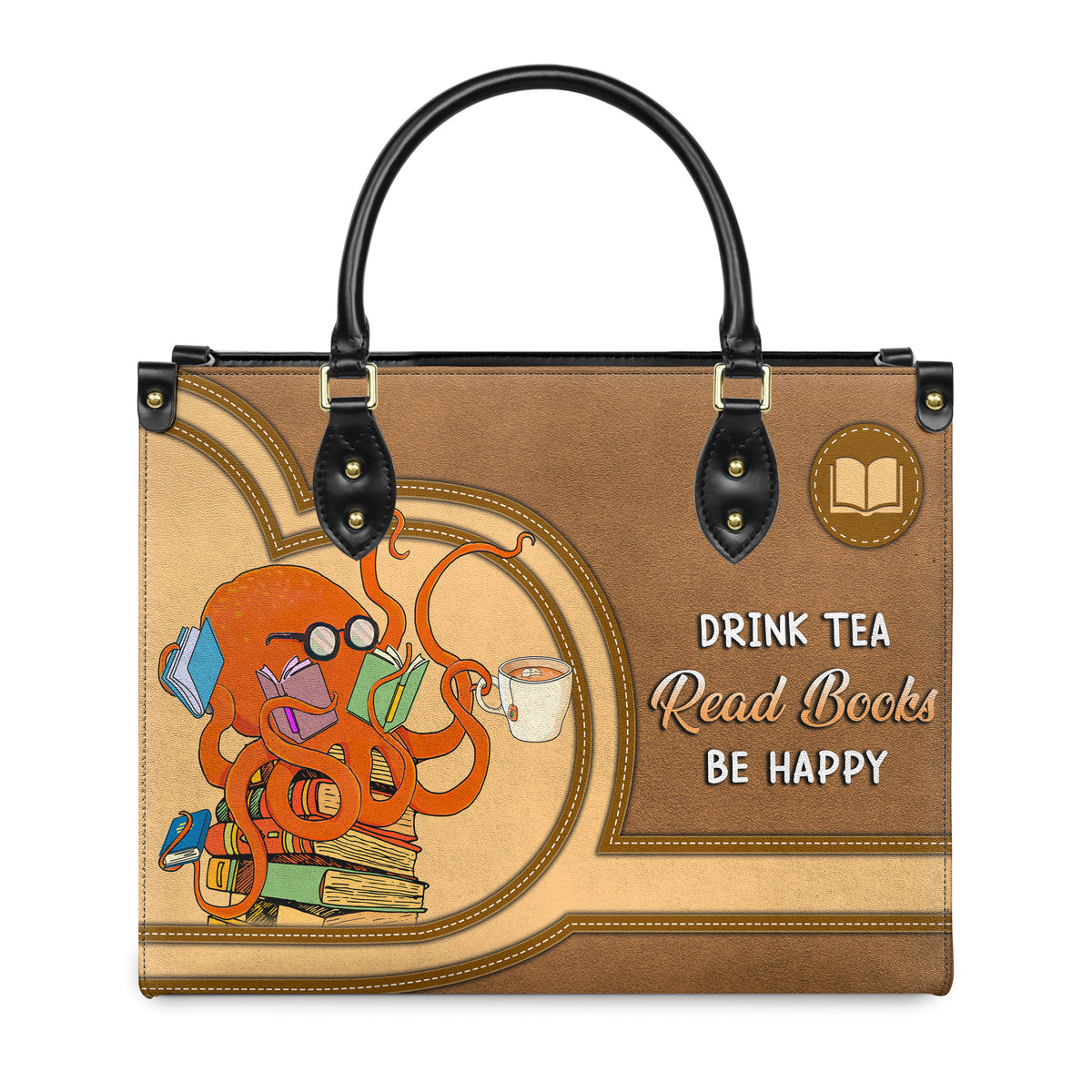 Drink Tea Read Books Be Happy HHRZ03084199CK Leather Bag