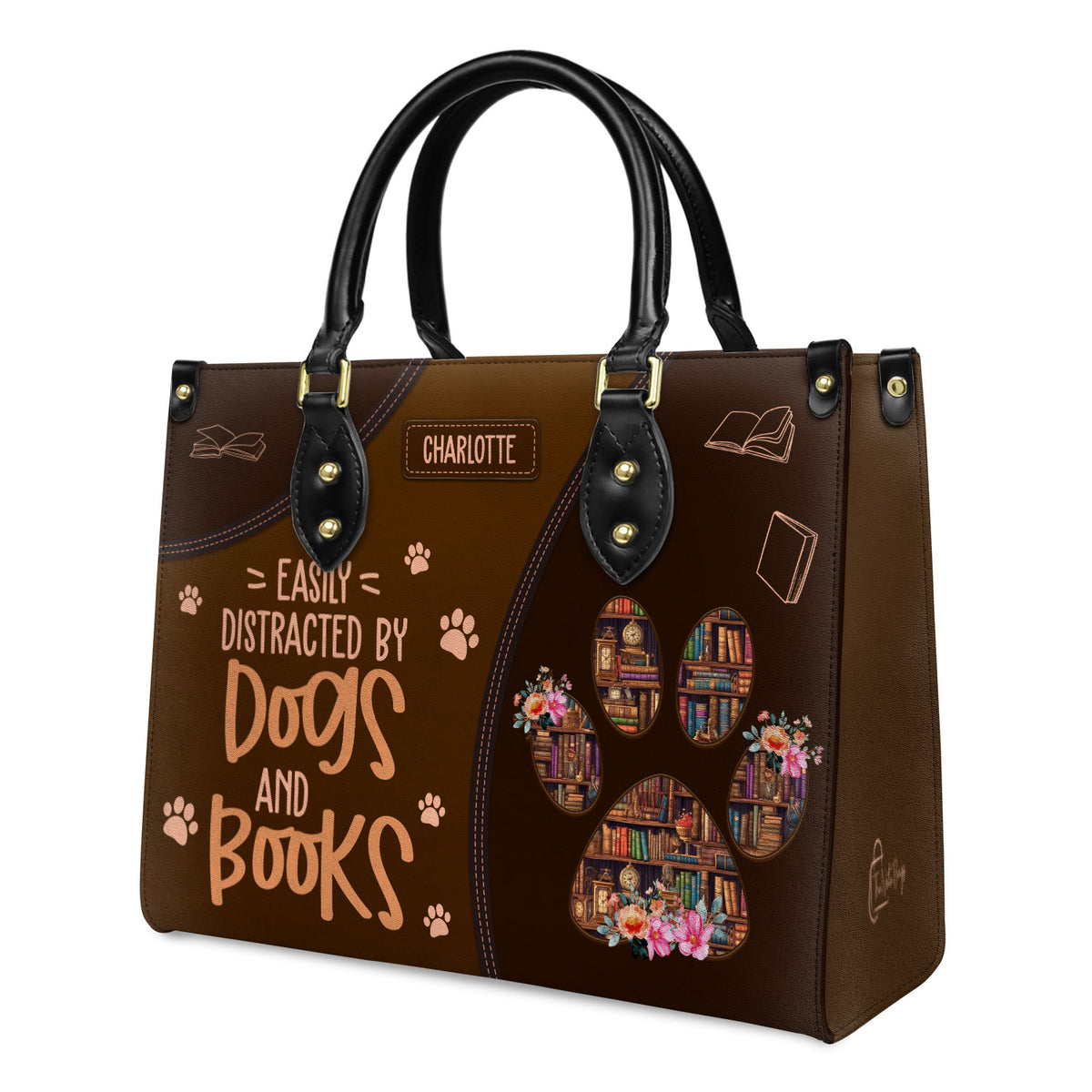 Easily Distracted By Dogs And Books HHRZ03083521RA Leather Bag