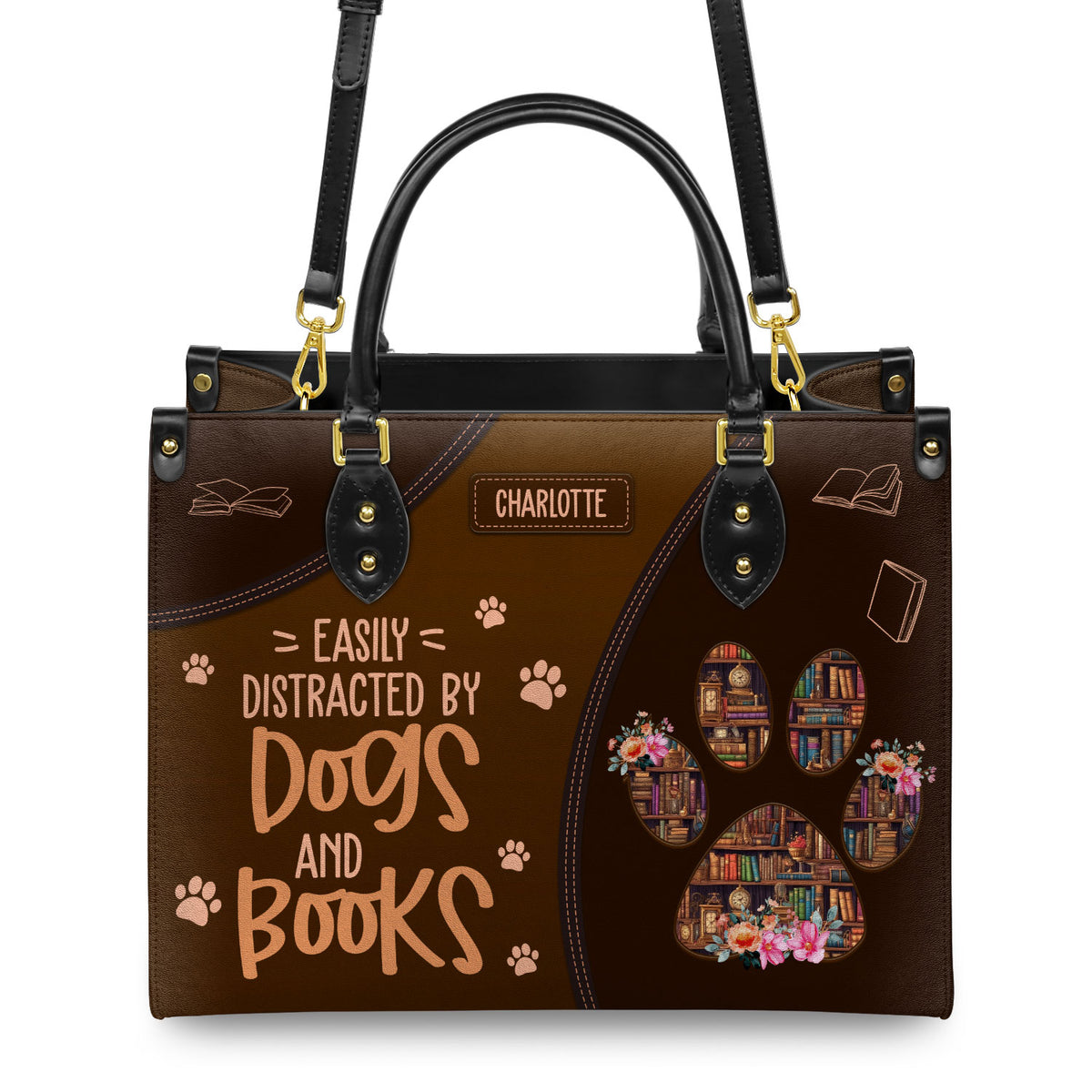 Easily Distracted By Dogs And Books HHRZ03083521RA Leather Bag