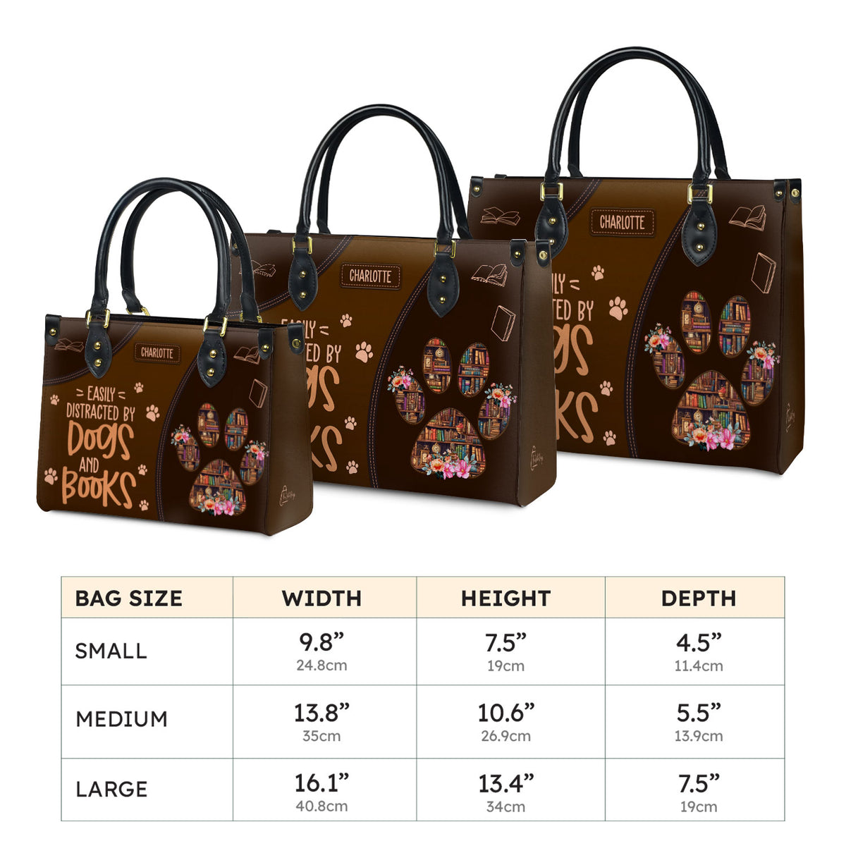 Easily Distracted By Dogs And Books HHRZ03083521RA Leather Bag