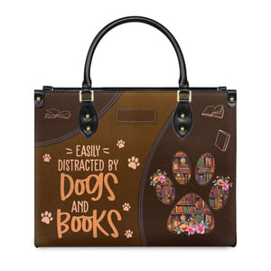 Easily Distracted By Dogs And Books HHRZ03083521RA Leather Bag