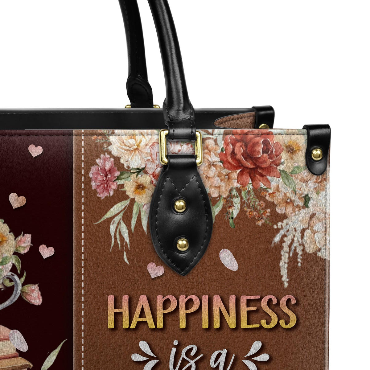 Happiness Is A Cup Of Tea And A Really Good Book HTRZ20119150MI Leather Bag
