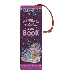 Happiness Is Starting A New Book HHRZ28111699HR Leather Bookmark