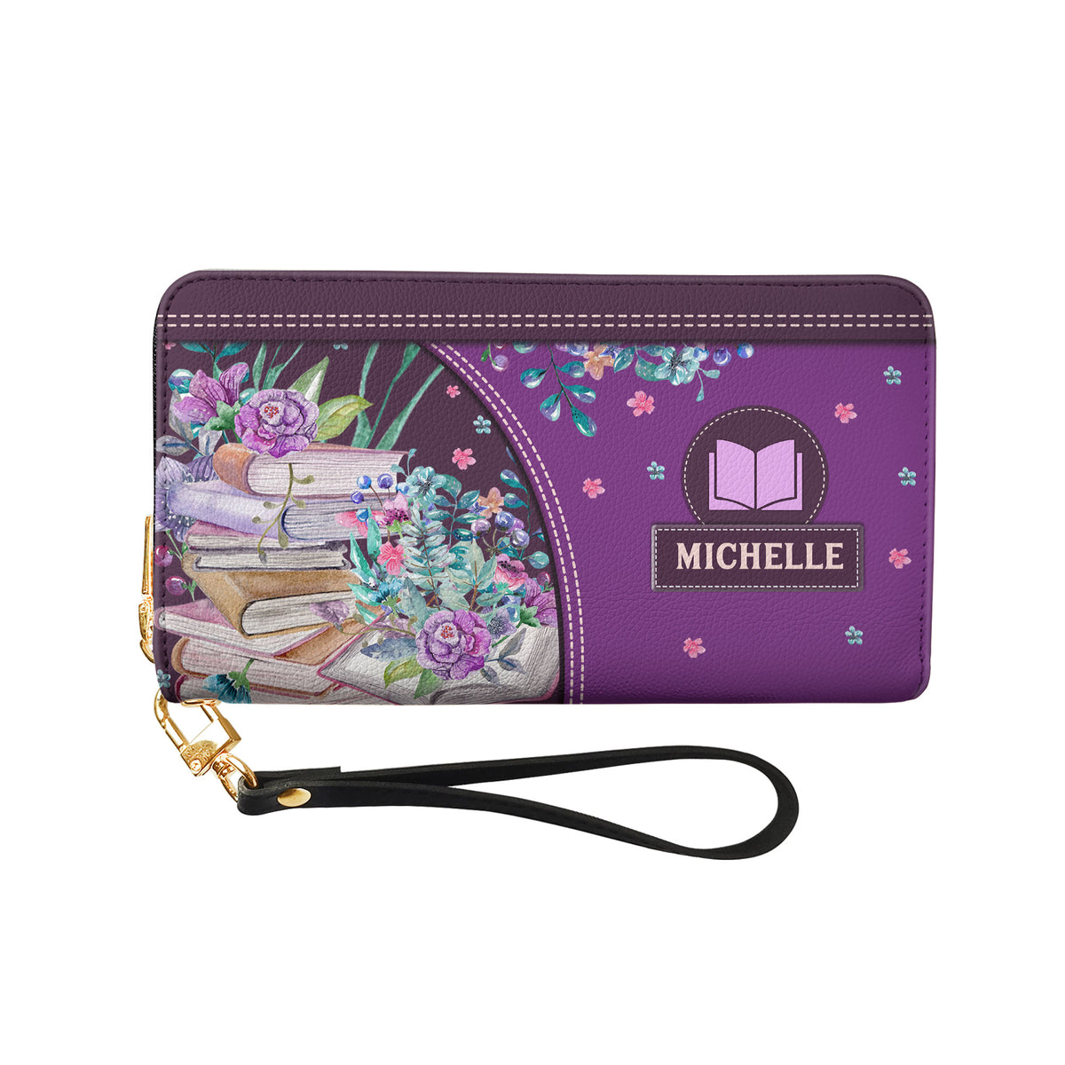 Happiness Is Starting A New Book HHRZ28117315MU Zip Around Leather Wallet