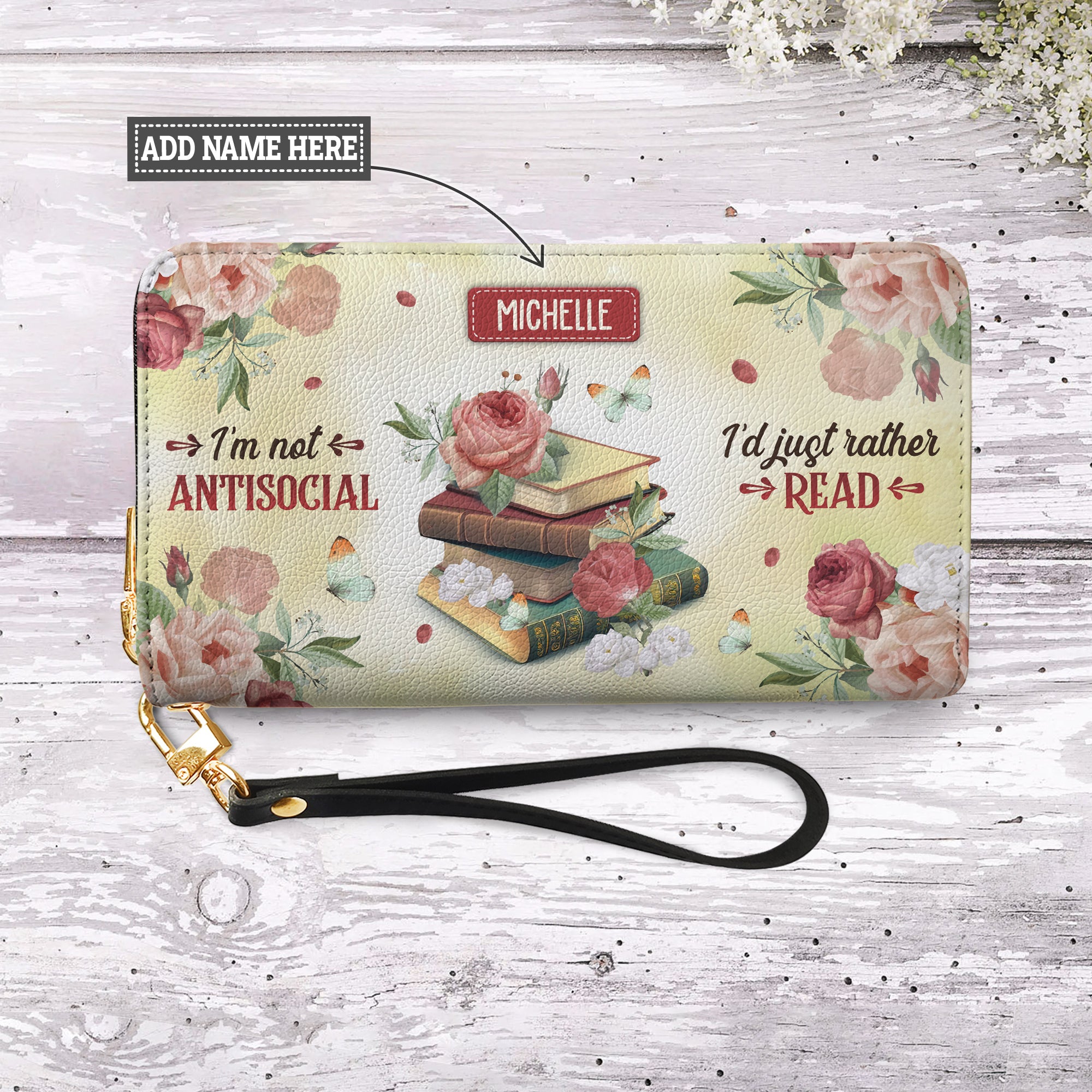 I Am Not Antisocial I Would Just Rather Read HHRZ17016210FQ Zip Around Leather Wallet