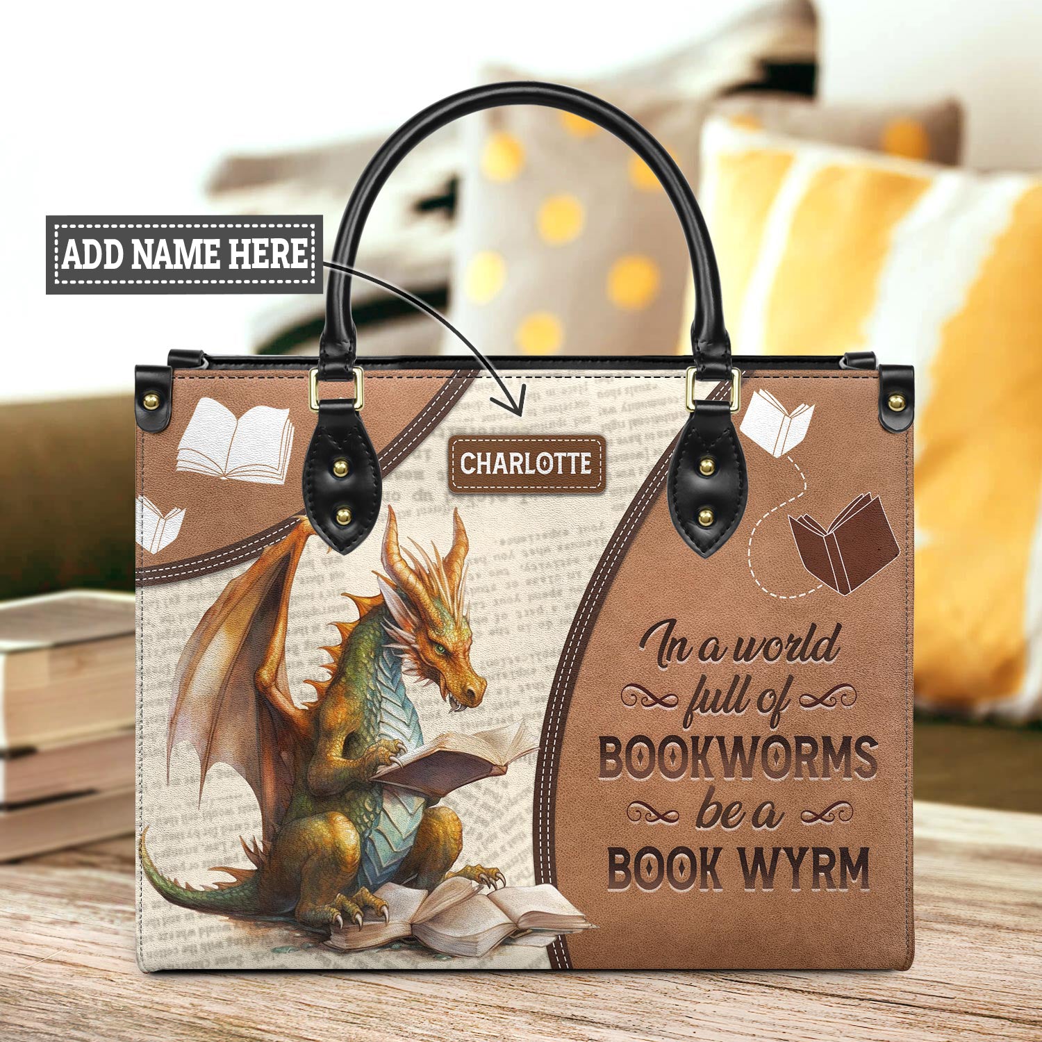 In A World Full Of Bookworms Be A Book Wyrm HTRZ20111053BM Leather Bag