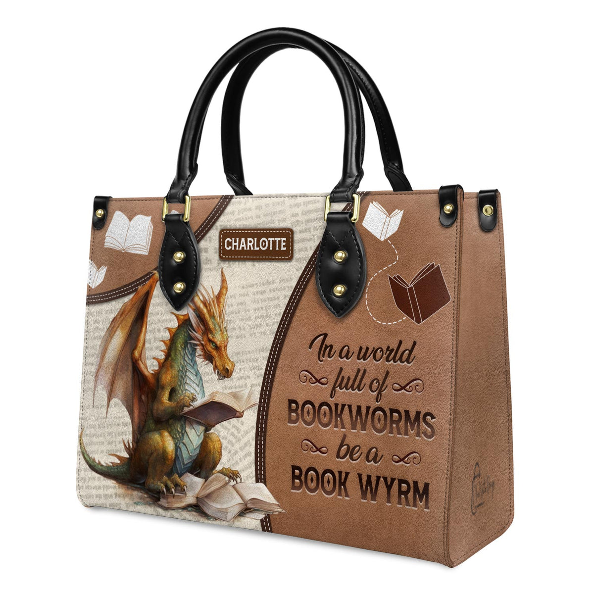 In A World Full Of Bookworms Be A Book Wyrm HTRZ20111053BM Leather Bag