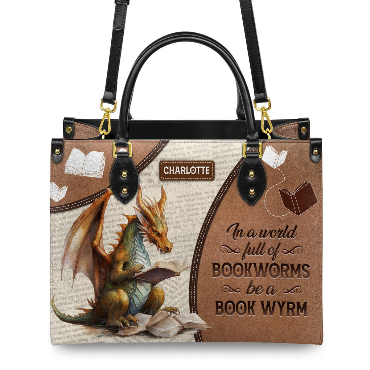 In A World Full Of Bookworms Be A Book Wyrm HTRZ20111053BM Leather Bag