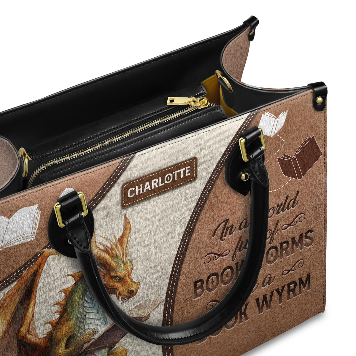 In A World Full Of Bookworms Be A Book Wyrm HTRZ20111053BM Leather Bag