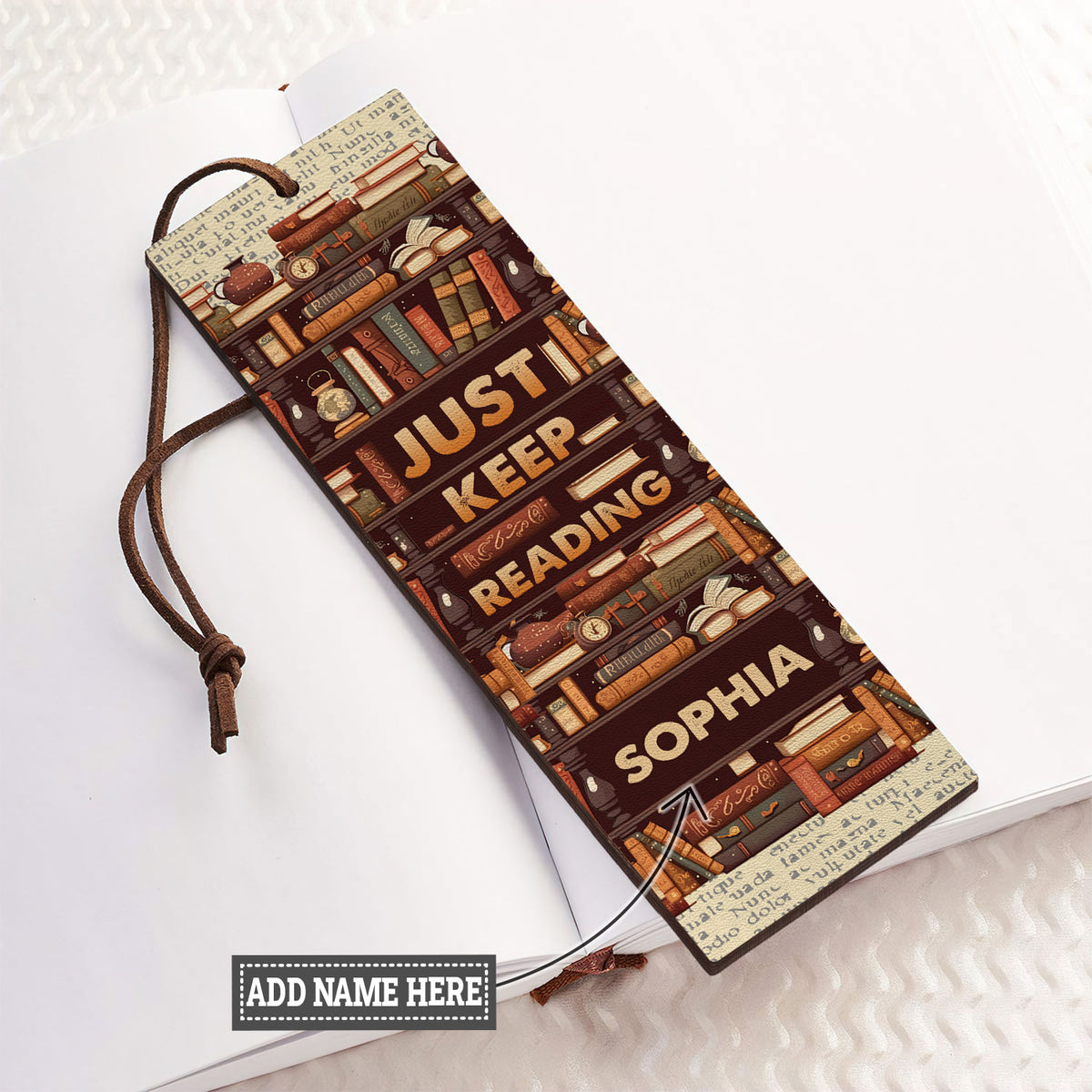Just Keep Reading HHRZ17011662KJ Leather Bookmark