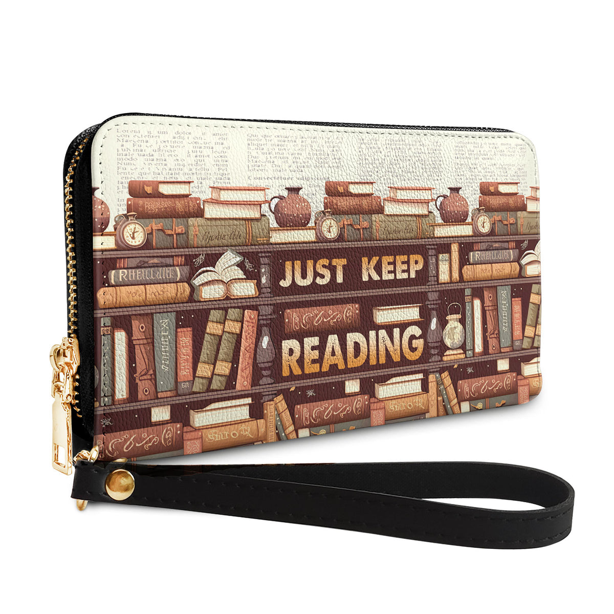 Just Keep Reading HHRZ15090322DW Zip Around Leather Wallet