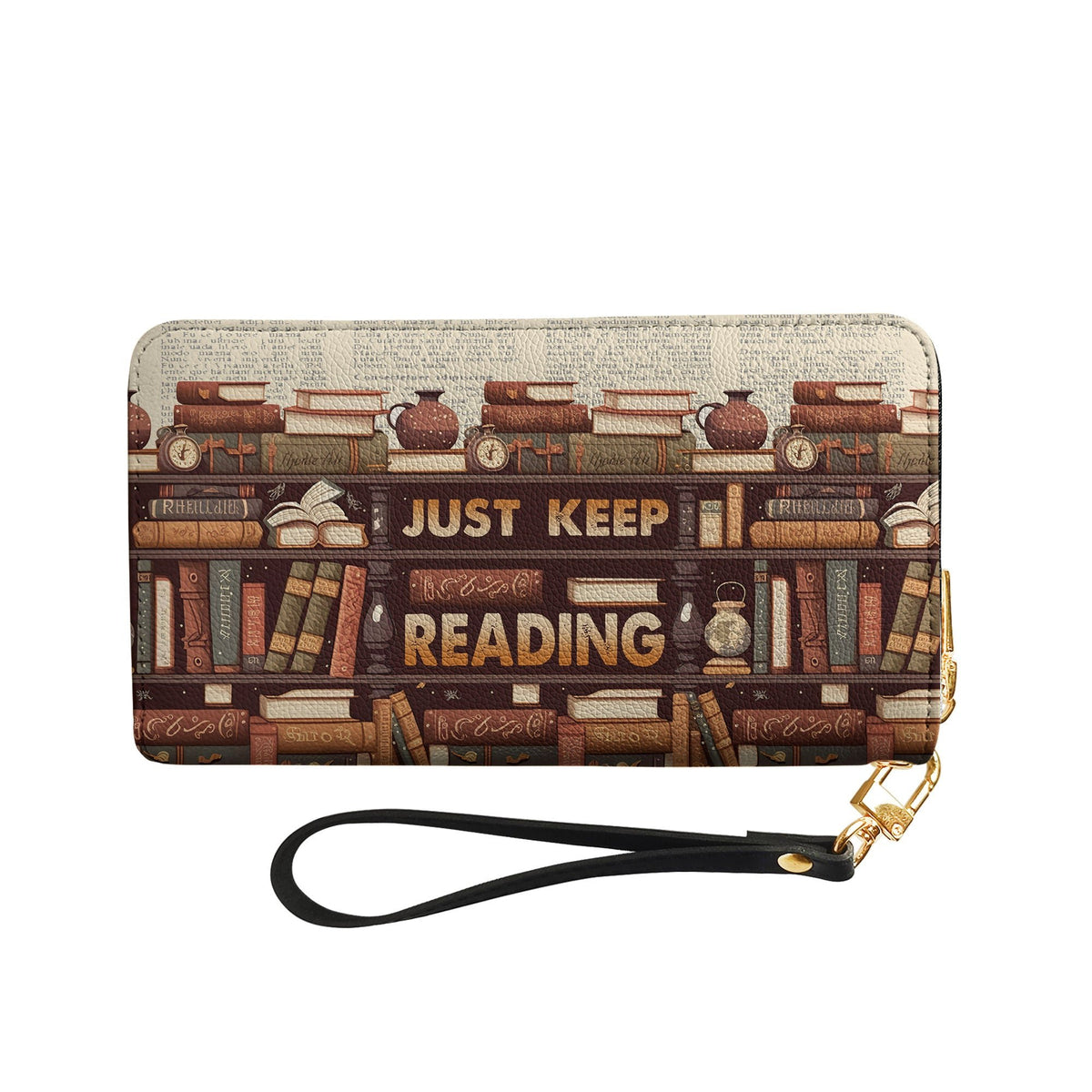 Just Keep Reading HHRZ15090322DW Zip Around Leather Wallet