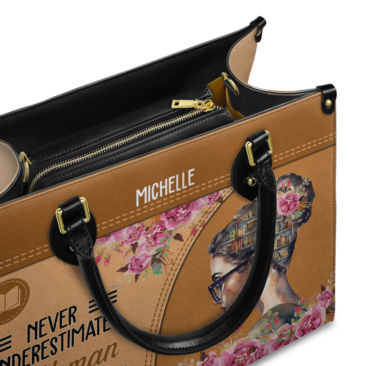 Never Underestimate A Woman Who Loves Reading Books HHRZ03087542XH Leather Bag