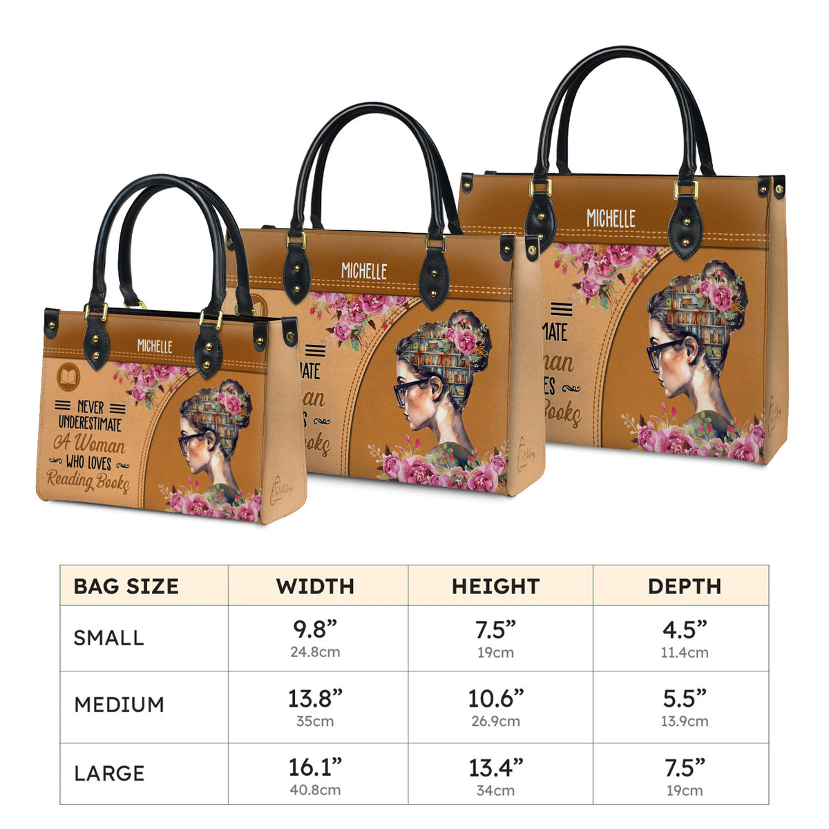 Never Underestimate A Woman Who Loves Reading Books HHRZ03087542XH Leather Bag